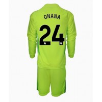 Manchester United Andre Onana #24 Målvakt Bortadräkt Barn 2024-25 Långärmad (+ Korta byxor)